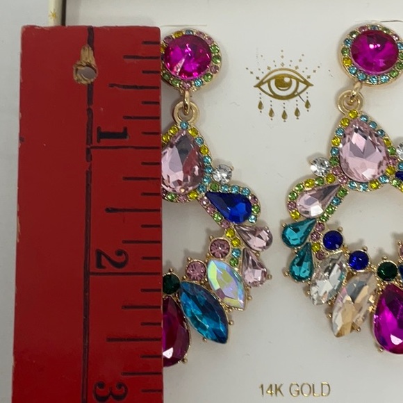 NIB Eye Candy Los Angeles luxe collection sparkly multicolored dangle earrings - Picture 5 of 6